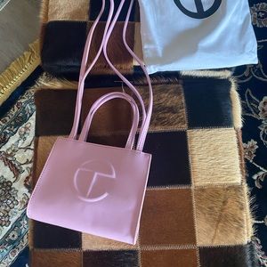 Telfar bubblegum pink small shopping bag